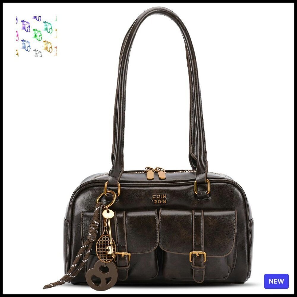 Retro Y2K Shoulder Bag Top Handle Designer Handbag Multiple Pockets Soft